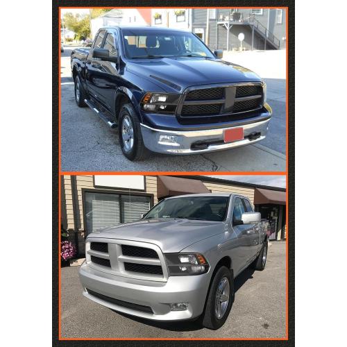 Fit 2010-2018 Dodge Ram 2500/3500 Headlamp Amber(Quad And Dual Style) for 09-18 Ram 1500 Black Housing Headlight Assembly with Reflector Replacement Left Right(Not included Bulbs)