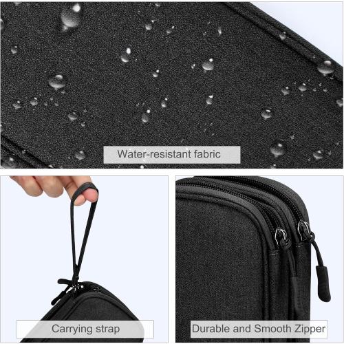 FYY Travel Cable Organizer Pouch Electronic Accessories Carry Case Portable Waterproof Double Layers All-in-One Storage Bag for Cord, Charger, Phone, Earphone Black