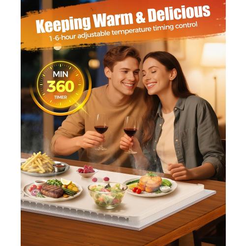 Warming Mat for Food, 26x15 Inch, Off White, Fast Heat, Child Lock