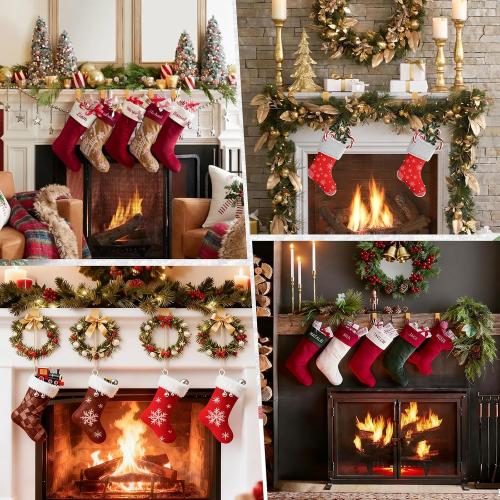 Garland Hangers for Mantle,Heavy Duty No Drill Fireplace Stocking and Garland Hanger,2-in-1 Adjustable Stocking Hangers for Mantle,Sturdy Metal Stocking Holders for Christmas Decorations(3pcs)