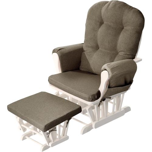 HOMBYS Glider Rocker Replacement Cushions with Storage Side Pocket,Linen-Like Fabric, Foam & Microfiber Filling, Non-Slip & Washable,Thickened & Supportive for Glider Rocking Chair (Coffee)