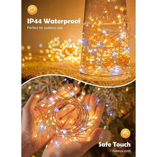 Fairy Lights Plug in, 10FT 200LEDs Twinkle String Lights, Ramadan Decorations Indoor Outdoor for Home Garden Stairs Table Tree, Waterproof, DIY Wreath, Christmas Decor