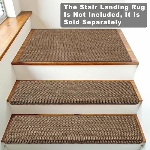 Bullnose Carpet Stair Treads Non Slip for Wooden Steps Indoor, 9.5 x 35 14 Pieces, Extra Wide Bull Nose Carpet Runners for Wood Stairs, Step Covers, Stair Tread Rugs, Washable, Brown