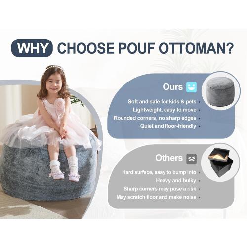 WSOFRLAC Foot Ottoman 20x15, Small Foot Rest Pouf Ottoman Cover Round with Sponge, Small Foot Rest Filled Foot Pouf Ottomans Stuffed Pink Mushroom Modern Hassock Footstool Footrest for Couch‼️light dirt and good condition‼️
