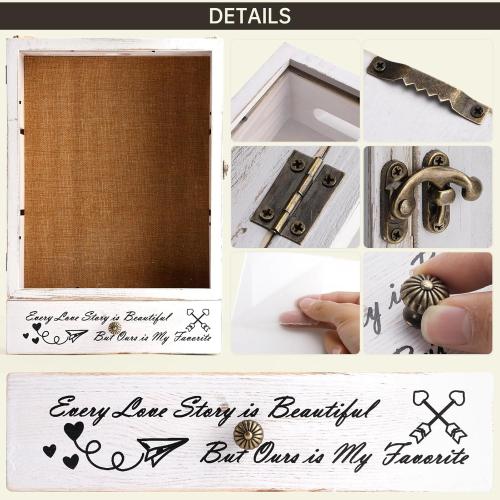 Large Shadow Box Frame 11x16 , 3.5” Deep Shadow Box with Drawers and Removable Shelves, Rustic White Color Wood Picture Display Frame Memory Box for Tickets Wedding Bouquet for Wall or Tabletop