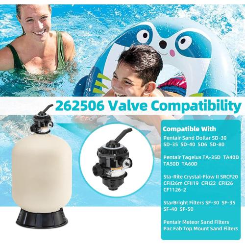 262506 1-1/2-Inch 6-Way Clamp Style Valve Compatible with pentair 262506 Multiport Valve,Fit for Tagelus/Sand Dollar/Meteor Pool and Spa Sand Filter