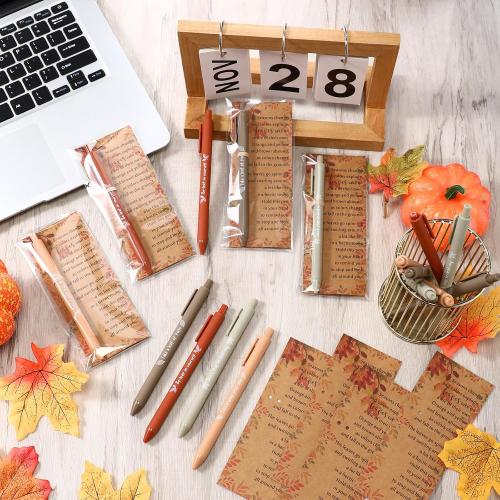 24 Sets Thanksgiving Gifts Bulk Thanksgiving Party Favors Fall Ballpoint Pen Autumn Greeting Thank You Poem Cards Motivational Fall Gifts for Coworkers Employee Teacher Women Friends