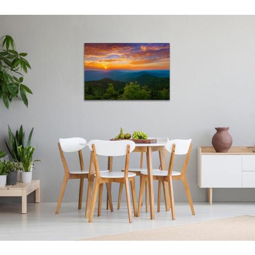 SKASNFAI Smokey Mountain Office Wall Art Framed Nature Forest Posters Canvas Print Wall Decor Blue Ridge Mountain Artwork for Bedroom Bathroom(12L x 16W)