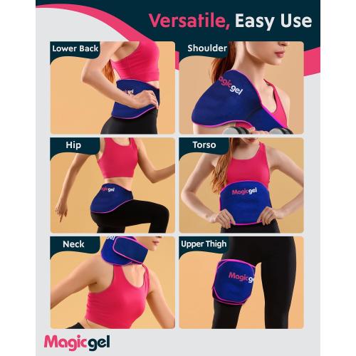 Magic Gel Ice Pack for Back Pain Relief | 2 Pack Reusable Lower Back Wrap for Hot or Cold Therapy | Relief for Lower Lumbar, Sciatic Nerve, Herniated or Degenerative Disc, Coccyx, Tailbone Pain