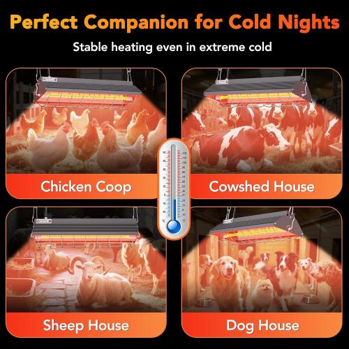 Large Heat Lamp for Chickens, 300W Carbon Fiber Chicken Coop Heater with 2 Heat Modes, Adjustable Hanging Brooder Heater Plate, Chicken Heater for Coop Poultry, Ideal Chicken Coop Accessories