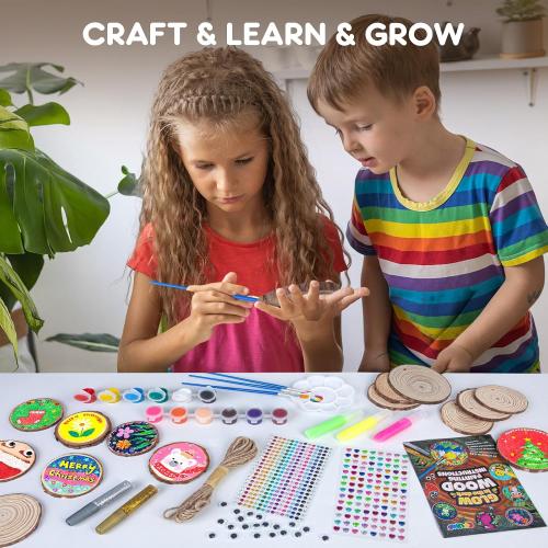 EPUMP Glow in the Dark Wooden Painting Kit for Kids - Arts and Crafts Kit Creative Activity Toy, Art Kits Birthday Gift for Boys Girls Age 6 7 8 9 10 11 12 Years Old, Fun Indoor Outdoor Activities
