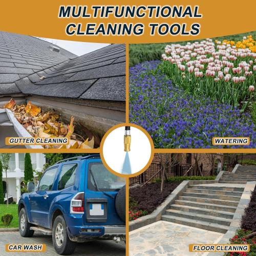 24FT Reach Gutter Cleaning Tools from The Ground, 16FT Long Reach Gutter Cleaner Wand with Hose Attachment, Telescoping Rain Gutter Cleaning Tool for Debris