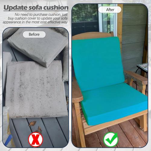 Sqodok Patio Cushion Covers, Waterproof Outdoor Cushion Covers Replacement, Patio Cushion Seat Slicovers for Sectional Sofa, Chair, Outdoor Wicker Patio Sofa
