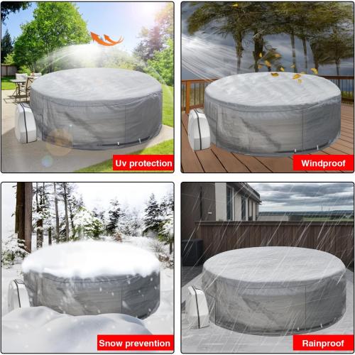 UCEDER Insulated Inflatable Hot Tub Cover,Round Spa Cover with External Heater/Pump Install Door Design,Energy-Saving and Eco-Friendly Spa Thermal Protection (Silver, 65 D x 28 H)