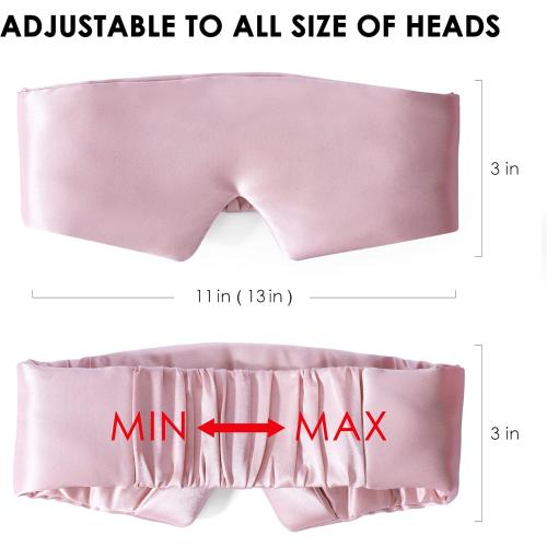 FRESHME 100% Mulberry Silk Sleep Mask Blackout Eye Mask Blindfold for Men Women with Elastic Strap, Cute Gorgeous Pink Soft and Comfortable Perfect Eye Shade Cover for Sleep Travel Nap Yoga and Work…