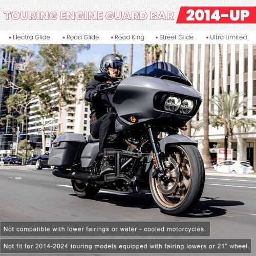 Crash Bar Compatible with Harley Davidson Touring Models 2014-2026, Black Engine Guard Bar for Street Glide Road Glide Road King Electra Glide