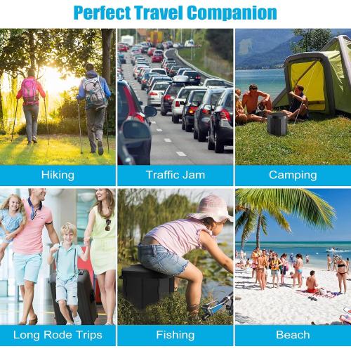 PAHTTO Portable Camping Toilet, Folding Toilet for Adults with Lid and Retractable Toilet Paper Holder, Waterproof Porta Potty with Carry Bag and Disposible Liners