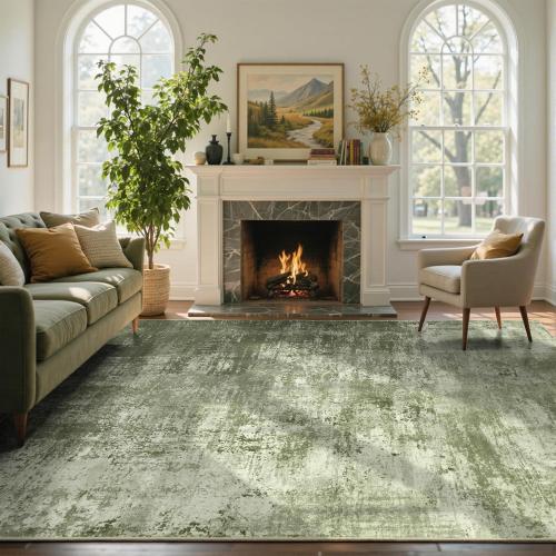6x9 Ft Large Area Rugs for Living Room, Soft Non-Slip Washable Rugs Modern Abstract Pattern Carpet for Bedroom Indoor Floor Nursery Home Decor (Green)