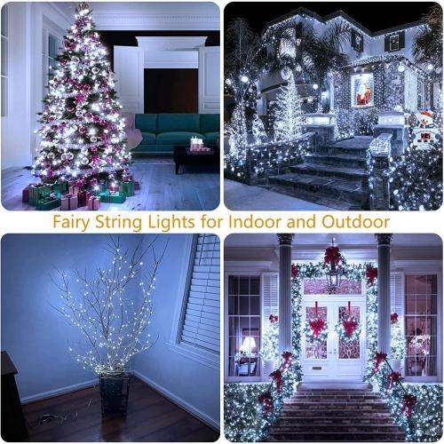 33Ft 100LED Fairy Lights Plug in, Waterproof String Lights Outdoor & Indoor 8 Modes with Timer, Christmas Light Bedroom Decor, Twinkle Light for Girl's Room Garden Christmas Decorations (Cool White)