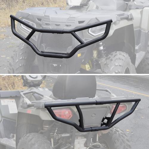 SAUTVS Front & Rear Brush Guard Bumper for Sportsman 450 570 14-20, Heavy-Duty Steel Front Rear Bumper Protector for Polaris Sportsman 450 570 Touring 2014-2020 Accessories, Replace# 2879714, 2879715