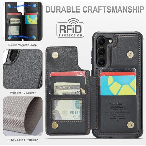 Vinich for Samsung Galaxy S23 Plus Wallet Case with Card Holder, RFID Blocking Credit Slots Kickstand Shockproof Phone Cover Fit for Galaxy S23 Plus 6.6 Black