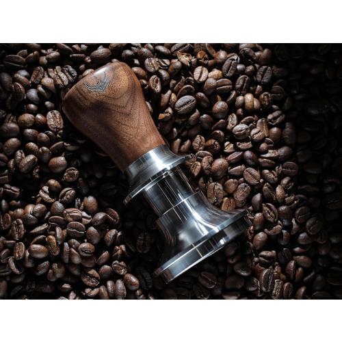 54mm Espresso Tamper For Breville Machines Calibrated Tamper Tool Espresso Walnut, Auto-Leveling and 30lb Spring Loaded Design Coffee Tamper With Stainless Steel Ripple Base