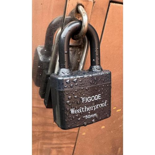 FIGODE® Outdoor Waterproof Padlock, Large Heavy Duty Sturdy Covered Laminated Steel Keyed Lock, 2.2 in. Wide