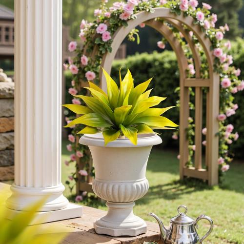 Artificial Flowers for Outdoors Artificial Agave 22'' Fake Plants Faux Agave Artificial Plants Outdoor Fake Flowers Outdoor Faux Plants Indoor Uv Resistant Artificial Plants (Yellow 2pcs)