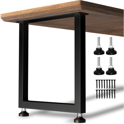 Heavy Duty Metal Table Legs 28x24 Inch, Modern Industrial Steel Square Frame for DIY Dining Table, Kitchen Table Base, Desk, Workstation, Supports 1000lbs, Set of 2 (Black)