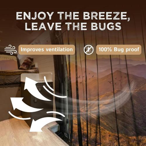 Living in a Bubble Van Bug Screen for Mercedes-Benz Sprinter Mid/High Roof and Other Campervans, Universal Size Sliding Door Flyscreen Mosquito Net, Center Magnetic Closure (Large)