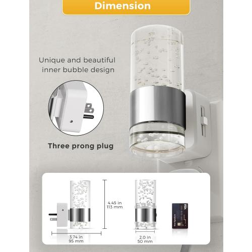 L LOHAS LED Night Light,Dimmable Night Lights Plug into Wall, 2 Pack Acrylic Nightlights with 0-100 LM Adjustable Brightness, 3000K Plug in Night Light with Dusk to Dawn Sensor, for Bathroom Hallway