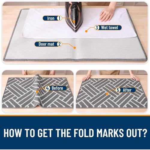 OLANLY Large Indoor Door Mat, 59x35 Inch, Dirt Resistant and Absorbent, Non-Slip Rubber Backing Floor Mats, Easy Clean Low-Profile Doormat for Entryway, Front Door, and Inside Entrance, Grey