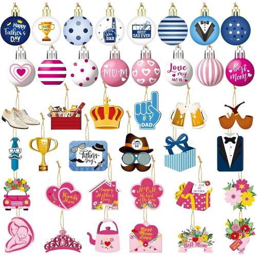Mother's Day Tree Ornaments Set, 56 Pieces, Decorative Hanging Ornaments for Mother's Day and Father's Day