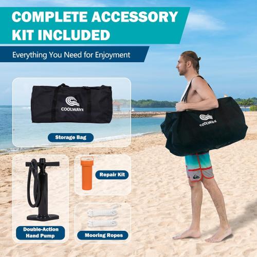 COOLWAVE Inflatable Water Hammock Floating Dock, Inflatable Raft for Family and Friends, Round Floating Ring for Parties, Water Float with Cup Holders for Pool and Lake