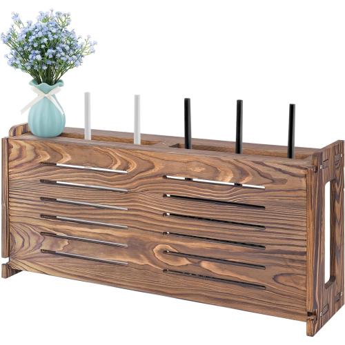 Router Shelf Wall Mount WiFi Router Storage Box Modem Cable Router Cover Organized Power Strip Cable Management Hider Rack by Wood Need Assembly 26 * 9.8 * 5.4 in(L* H * D) SSE