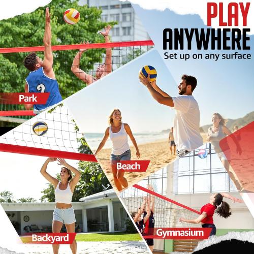 ZEALFEEL 12 FT/20 FT Portable Adjustable Volleyball Net for Backyard | Freestanding Net with Carry Bag for Hitting and Serving Drills in Backyards, Parks, Beach or Outdoor & Indoor