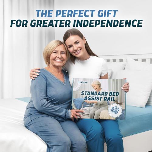 Lunderg Bed Assist Rail for Seniors with Non-Slip Grab Bar - Easy to Install Bed Rails for Elderly Adults Safety & Post-Surgery - Helps Reduce Falls & Support Independence