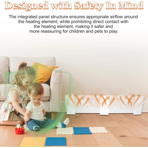 Baseboard Heater Cover, 2FT-4FT Retractable Galvanized Steel Easy Slip-On Baseboard Heater Cover, with Left and Right End Covers, Suitable for Bathroom and Hydronic Home Heating Systems