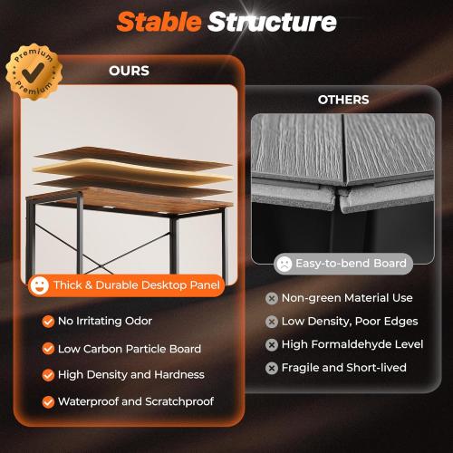 Huuger Folding Desk for Small Spaces, 39.3 Inch Foldable Computer Table, for Home Office, Study, Bedroom, Dorm, Space Saving, Small Writing Work Office Computer Desk, Easy to Fold, Rustic Brown