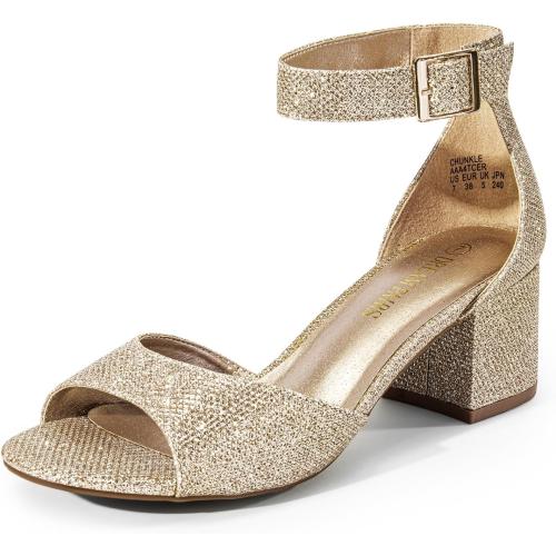 size 8 DREAM PAIRS Women's Heeled Sandals, Chunky Heels, Open Toe Heels, Dressy Pumps Sandals