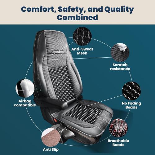 Semi Truck Beaded Seat Covers, Cooling Car Seat Cushion for Back Support, Anti-Sweat Seat Covers for Trucks, Universal Fit for Volvo, Kenworth, Freightliner, Improved Comfort & Durability
