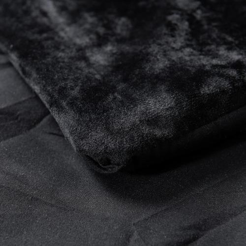 Fredsure Distressed Velvet Comforter Set, 5 Pieces Black Queen, Distressed Velvet Face and Brushed Microfiber Reverse