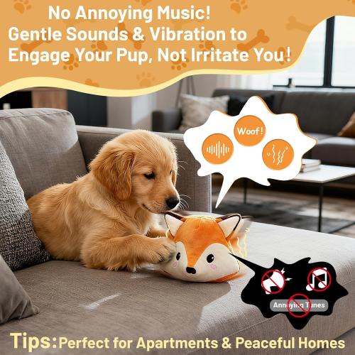 Interactive Fox Puppy Toy for Boredom Relief - Automatic Self-Moving, Bouncing & Vibrating with Sound for Entertainment & Play | Rechargeable & Chew-Resistant for All Breed Sizes