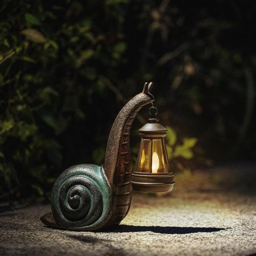 Solar Snail Garden Lights Outdoor Decor (3.15 W x 4.92 L x 8.27 H), Solar Powered Figurine for Patio Lawn Yard Porch, Indoor Decoration, Unique Gift for Mom Grandma Women