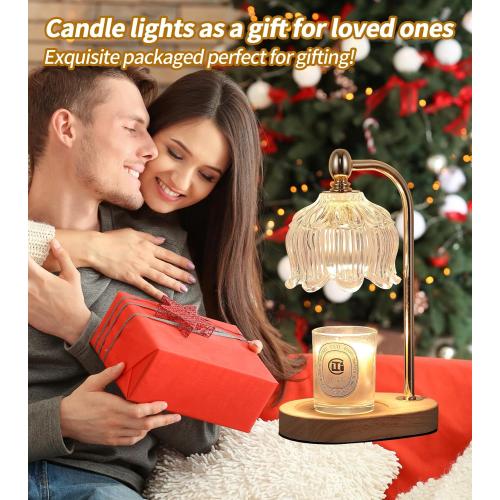 Candle Warmer Lamp with Timer and Dimmer,Electric Gold Light Gifts for Women Melt Wax Warmer Lamp with 2 Bulbs for Candle Jars House Warming New Home Decor Bedroom