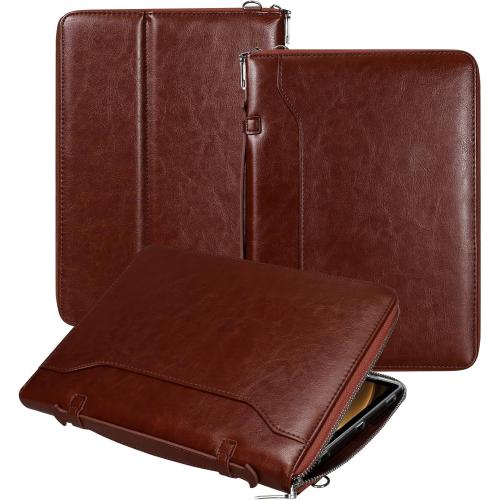 E NET-CASE Case for Samsung Galaxy Tab S10 Lite / S10 FE / S9 FE 10.9-Inch / S9 11-Inch, Zipper Bag,Clear Back Case/Hand Strap/Shoulder Strap/S-Pen Holder/Stand Cover,Brown