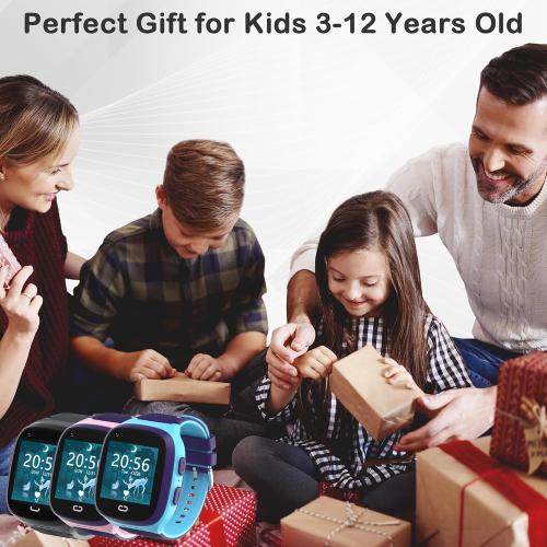 Color Black Kids Watch with GPS Tracker 4G Kids Cell Phone Watch for Boys 6-12 Kids Smart Watches Boys SOS Call Voice Chat Touch Screen Camera Alarm Clock Toys for Ages 5-7 Boys Gift(Black)