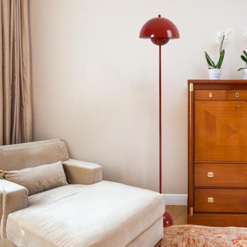 COSYLUX Modern Floor Lamp for Living Room, Industrial Tall Standing Lamp for Bedroom, Metal Shade Reflecting Light Reading Floor Lamp for Office, Nursery Room, Corner(Dark Red)