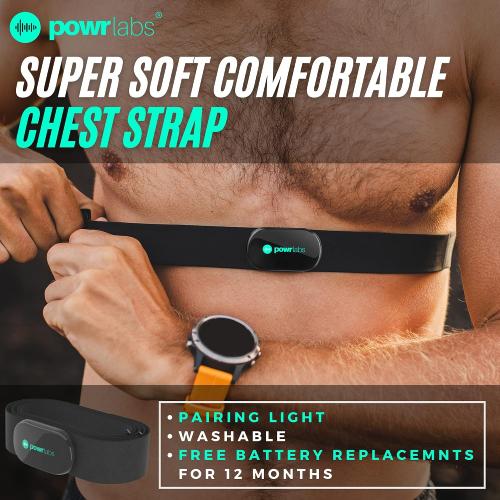 Powr Labs Bluetooth and ANT  Heart Rate Monitor Chest Strap - Compatible with Polar, Garmin, Peloton, Wahoo