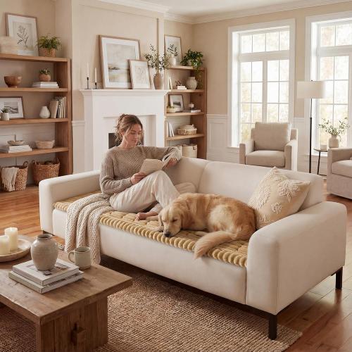 decorUhome Fuzzy Pet Couch Cover for Dogs, Non-Slip Sofa Covers for Sofa Couch Arm, Soft Thick Furniture Couch Protector, Washable Sofa Slipcovers, Camel, 27.6 x 27.6
